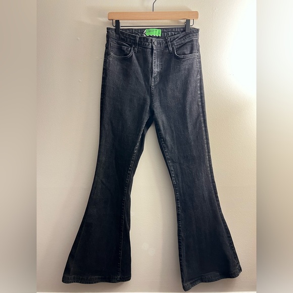 Free People x Sandrine Rose Super Flare denim jeans pants black 29 - Picture 3 of 10